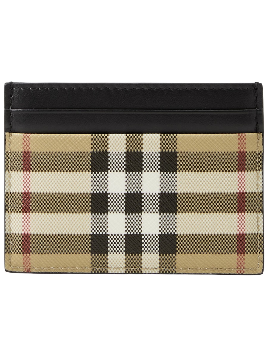 Burberry Beige Check Pattern Cotton-Blend Wallet Bruin