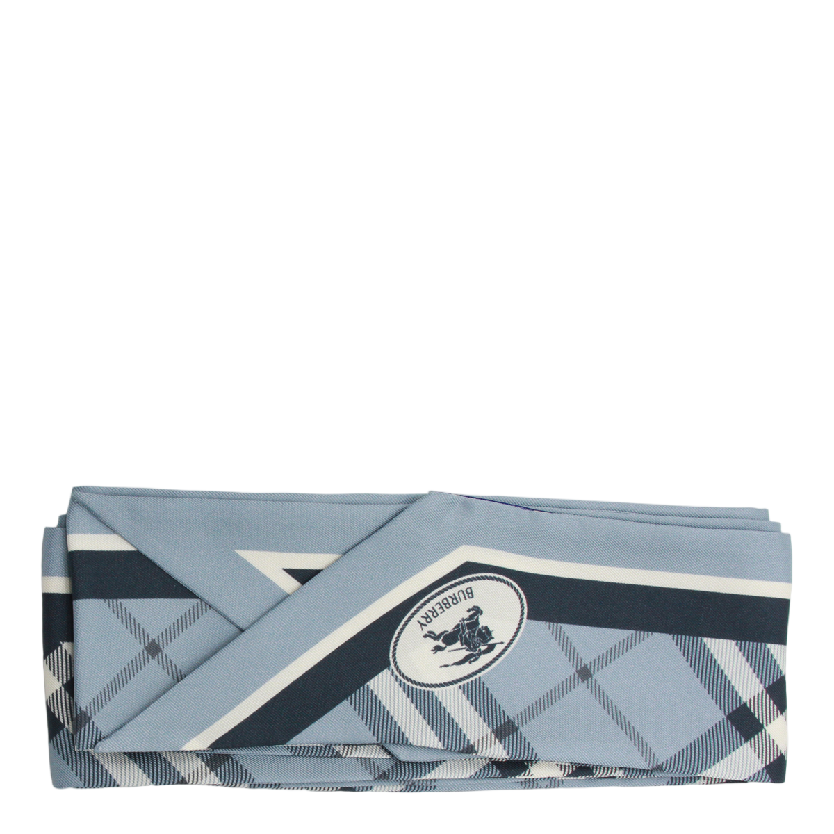 Burberry Check Pattern Scarf With Central Emblem And Refined Edges Grijs