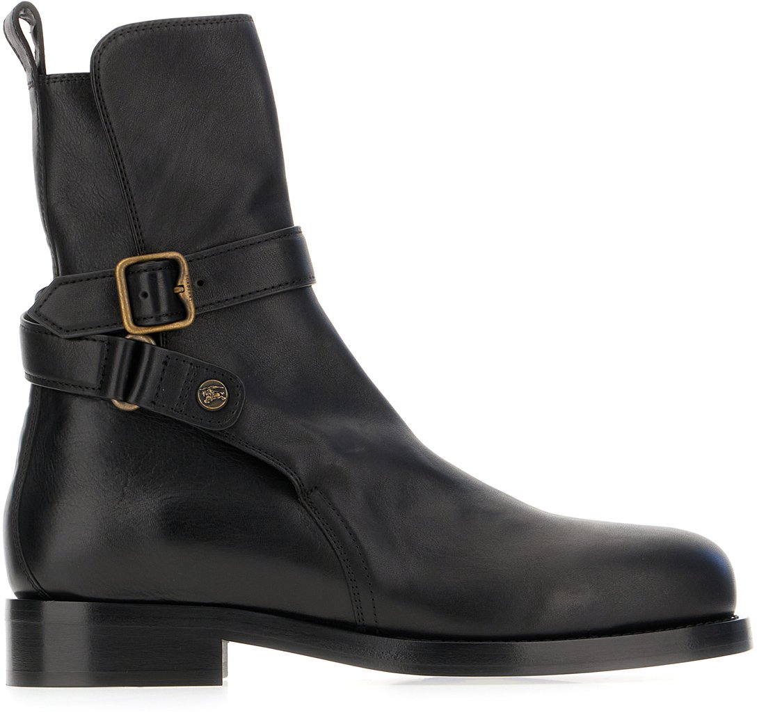 Burberry Burberry Black leather ankle boots Zwart