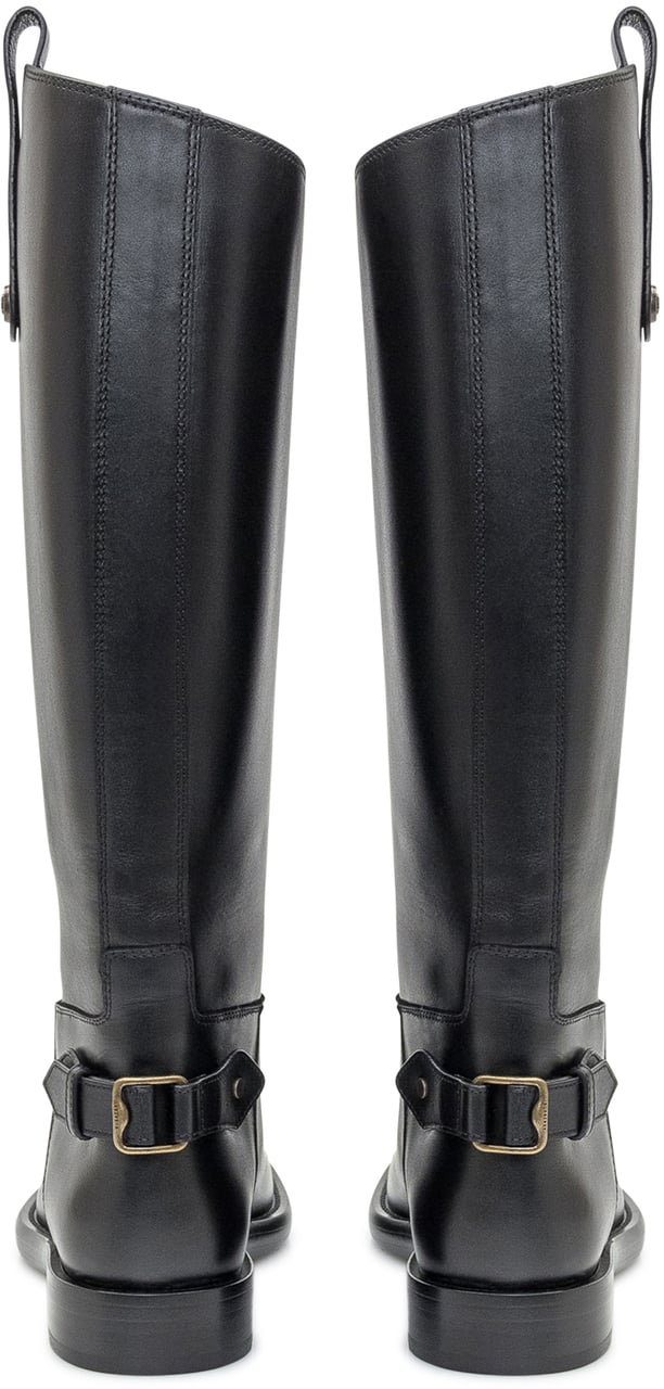 Burberry Burberry Black leather boots Zwart