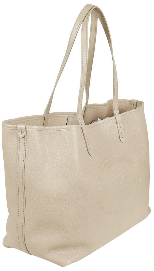 Burberry Pebble Calf Leather Shopping Bag Neutraal