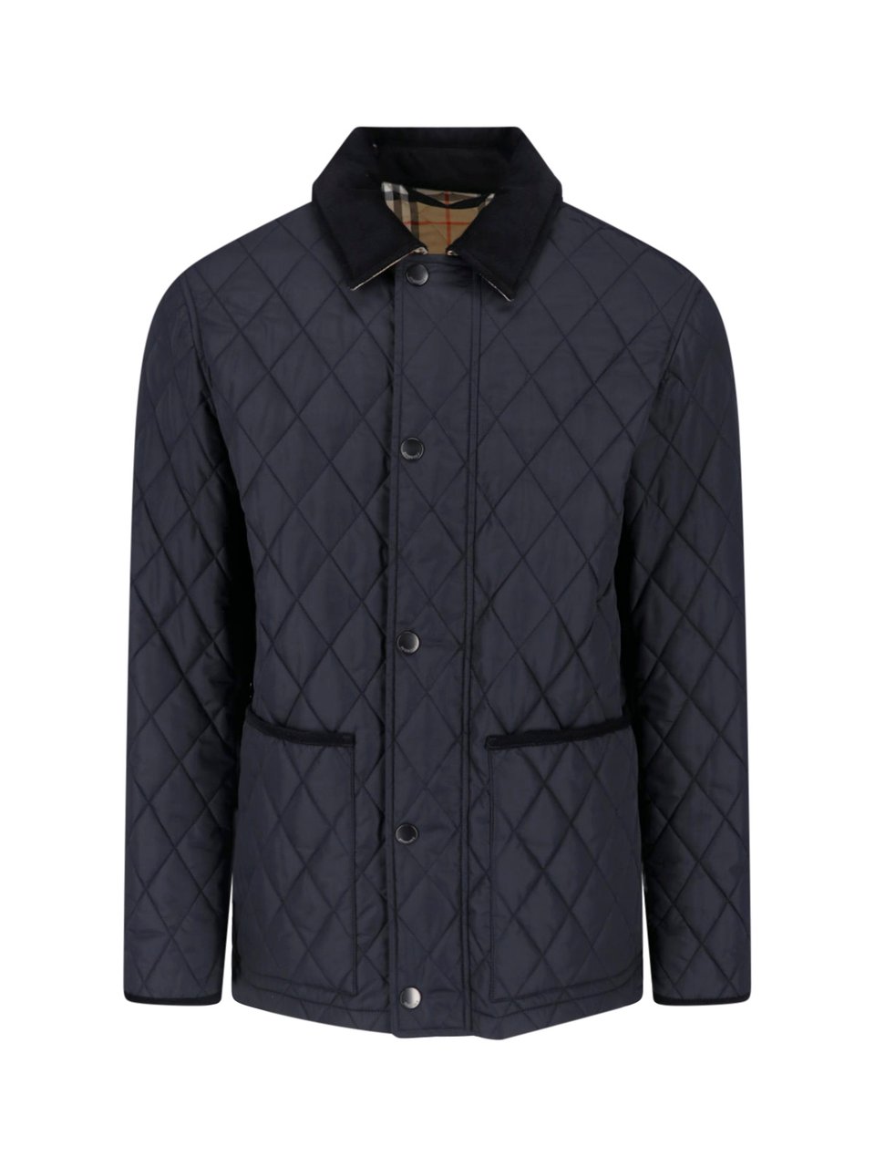 Burberry Dark Blue Haddington Quilted Jacket Blauw