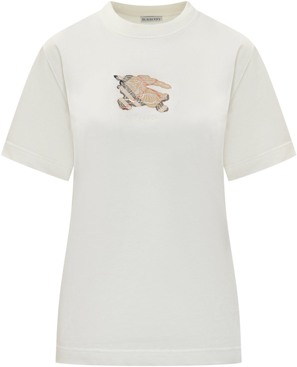 Burberry Burberry T-Shirt con Logo Cavaliere Ricamato Wit