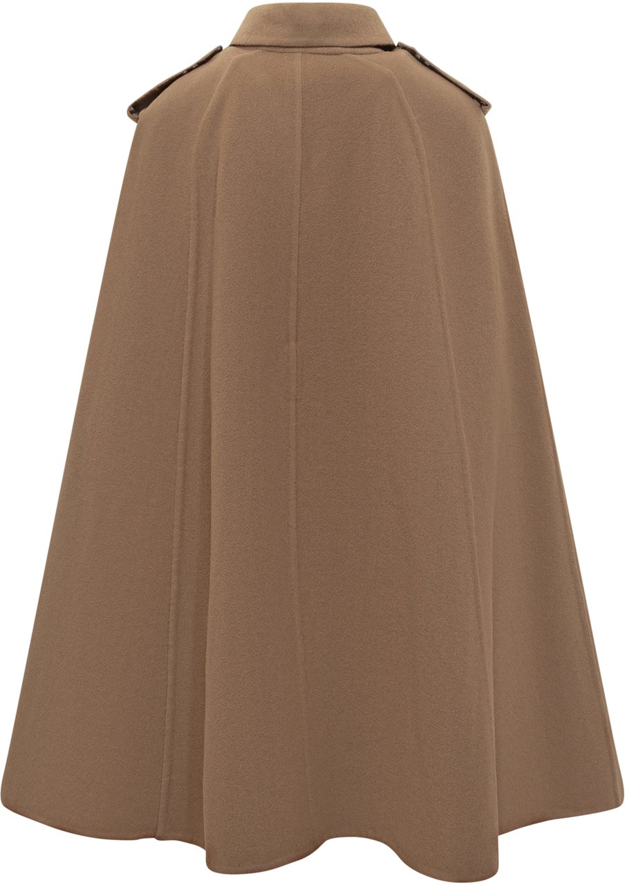 Burberry Mantella Burberry in Lana con Cintura Cammello Bruin