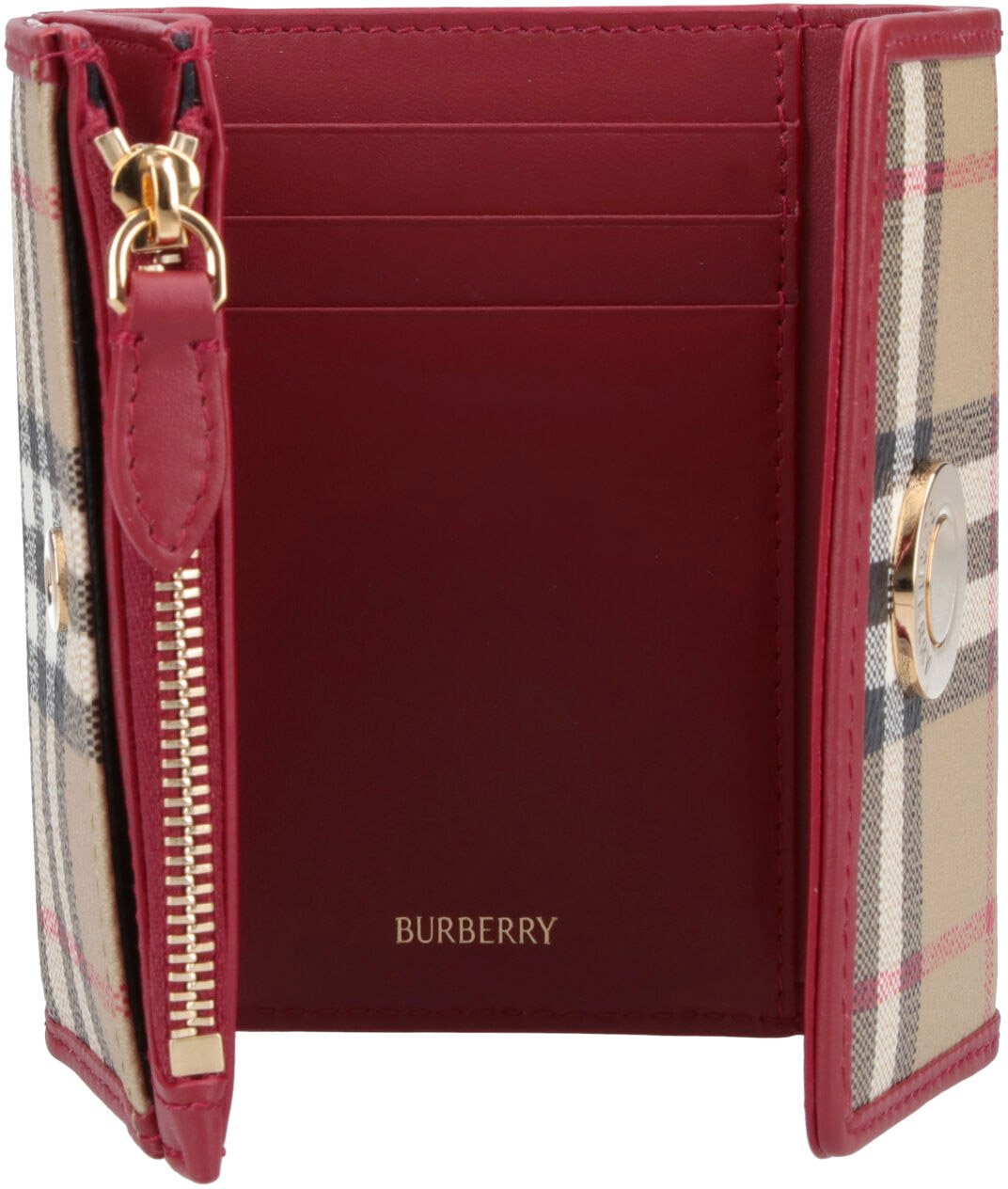 Burberry Multicolor Check Pattern Fabric Wallet Neutraal