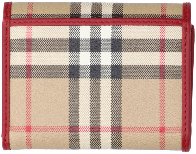 Burberry Multicolor Check Pattern Fabric Wallet Neutraal