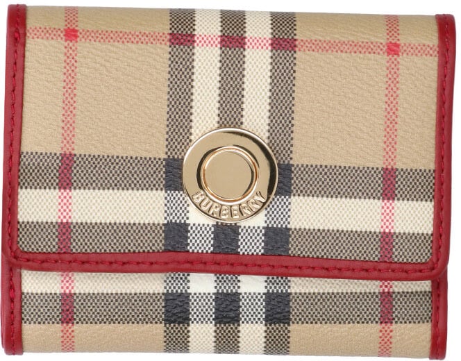 Burberry Multicolor Check Pattern Fabric Wallet Neutraal