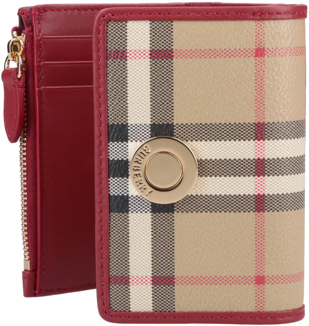 Burberry Multicolor Check Pattern Fabric Wallet Neutraal