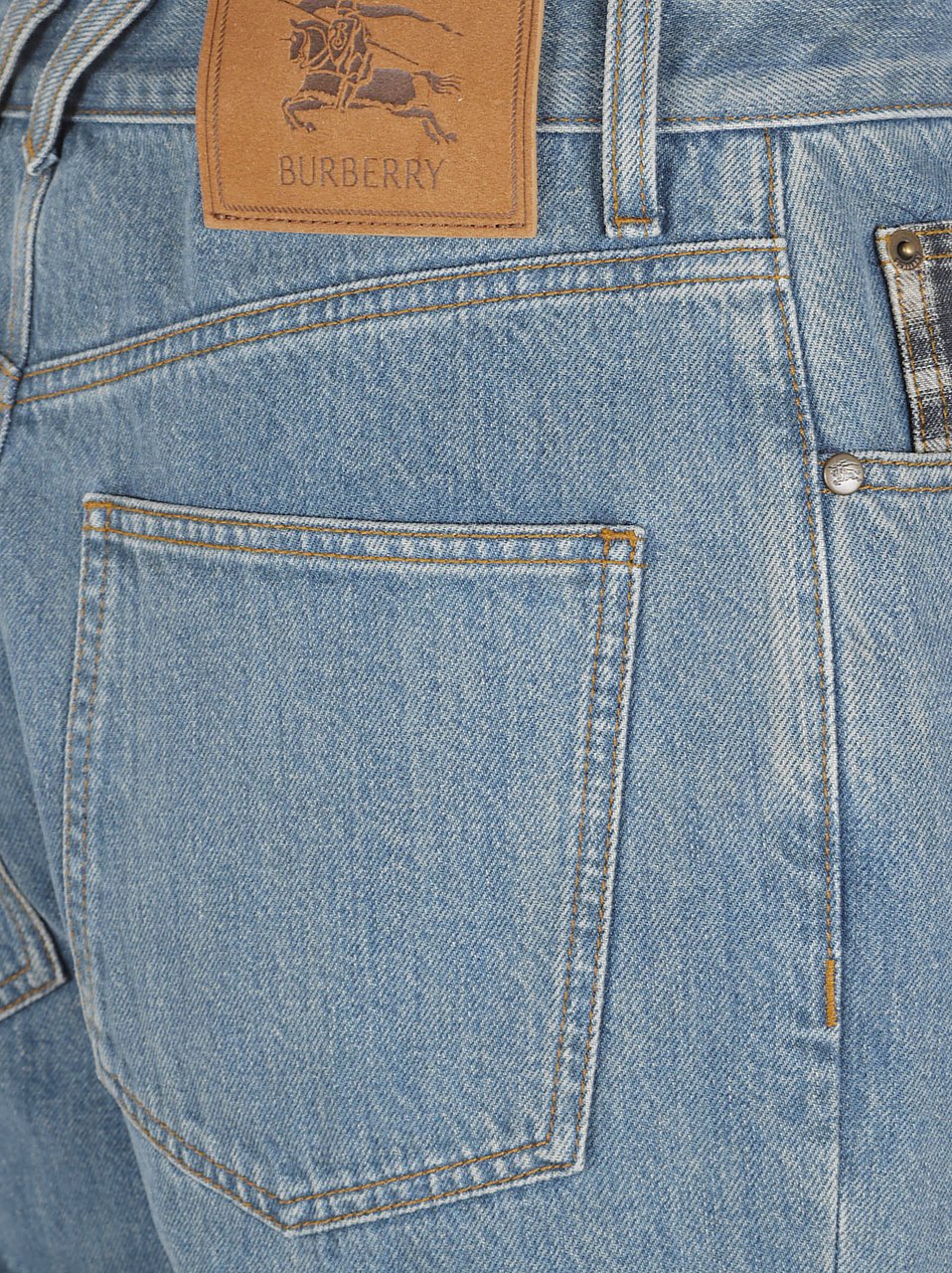 Burberry Classic Straight-Leg Denim Jeans with Check Lining Blauw