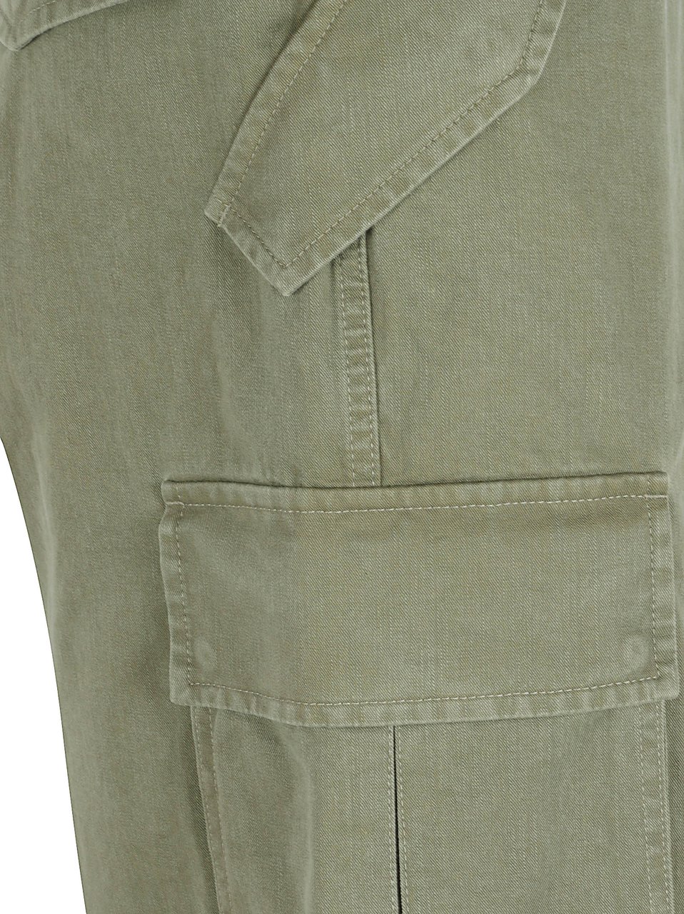 Burberry High-Waisted Oversized Cotton Trousers with Utility Pockets Groen
