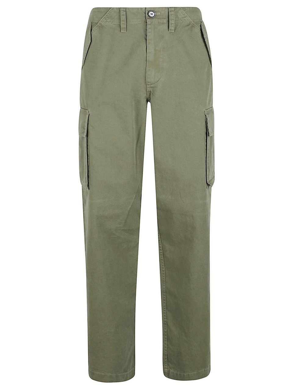 Burberry High-Waisted Oversized Cotton Trousers with Utility Pockets Groen