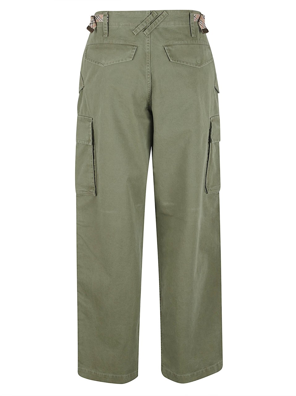Burberry High-Waisted Oversized Cotton Trousers with Utility Pockets Groen