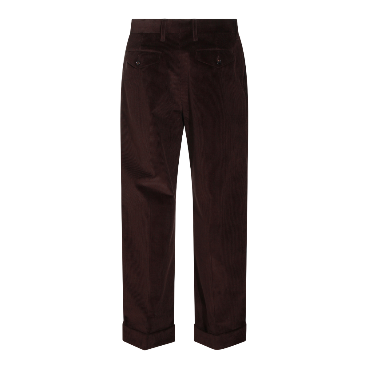 Burberry Dark Brown Corduroy Trousers with Tailored Fit Zwart