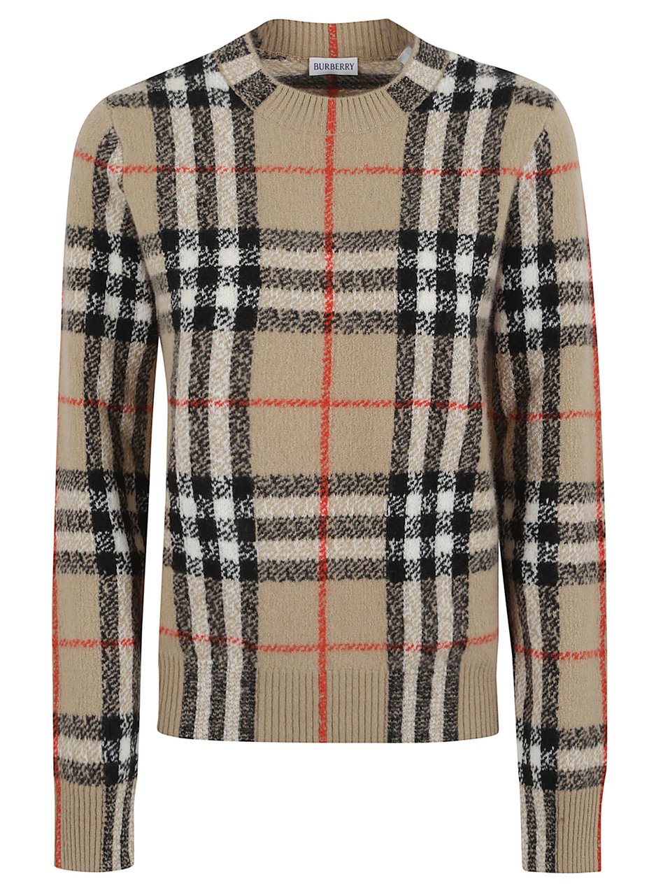 Burberry Checked Cashmere and Wool Knitwear Sweater Neutraal