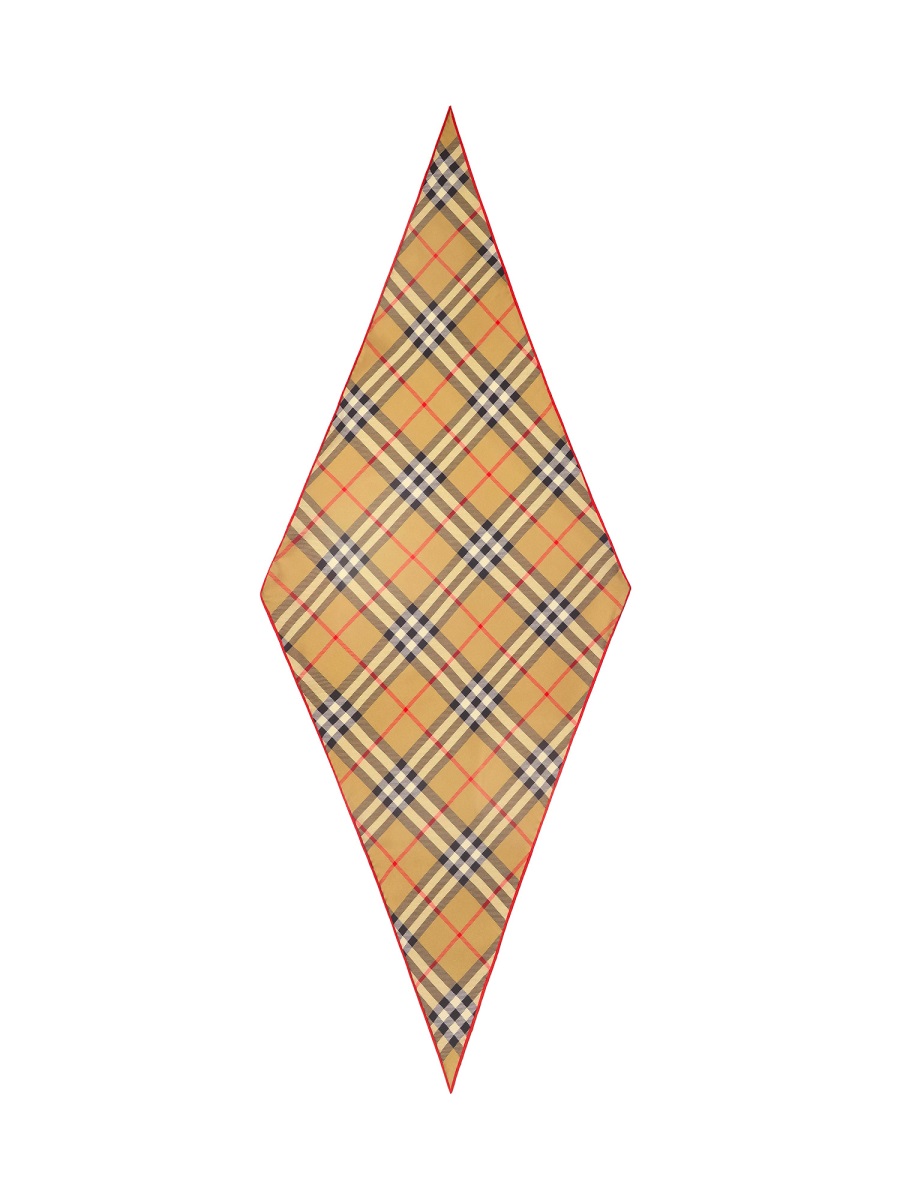 Burberry Beige Check Silk Border Scarf Neutraal