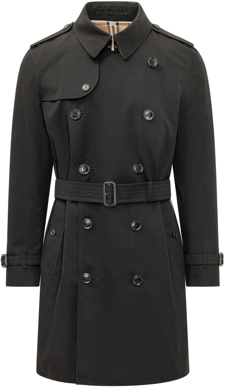 Burberry Kensington Trench Coat con Cintura Zwart