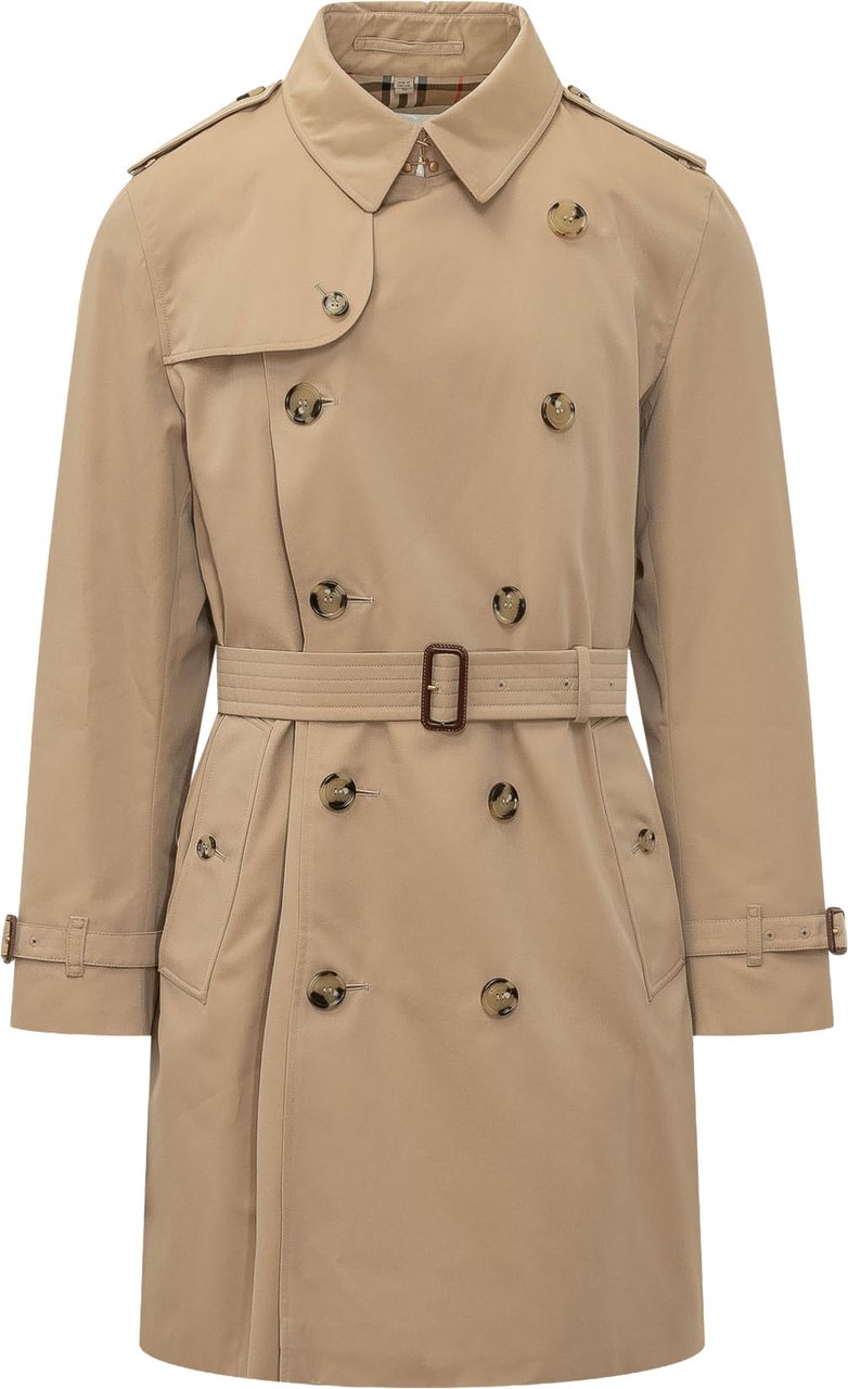 Burberry Trench Kensington Doppiopetto con Cintura Beige