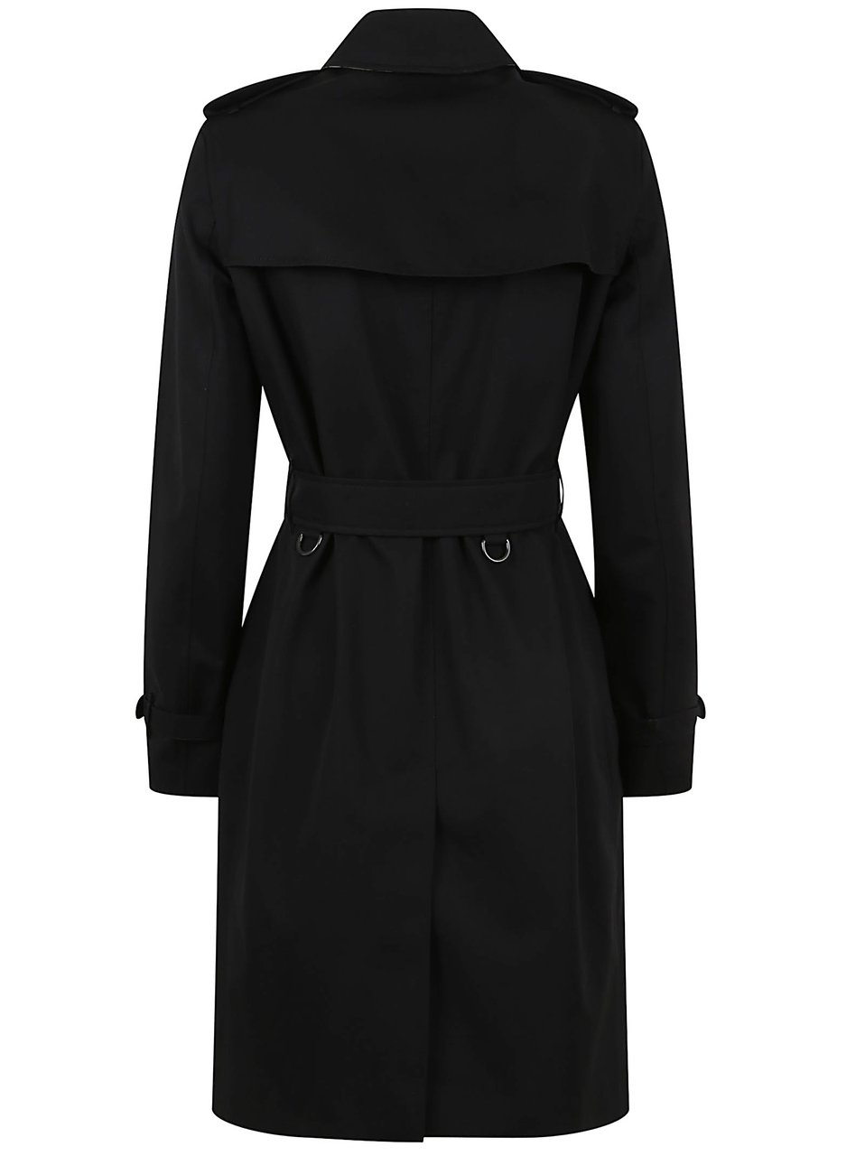 Burberry Double-Breasted Cotton Check-Lined Trench Coat Zwart