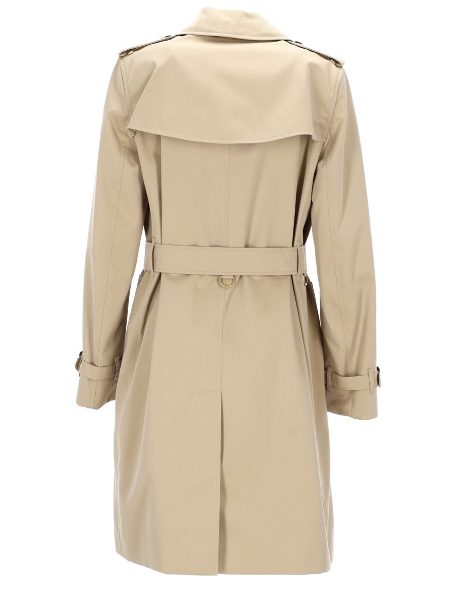 Burberry Heritage Kensington Cotton Double-Breasted Trench Coat Neutraal