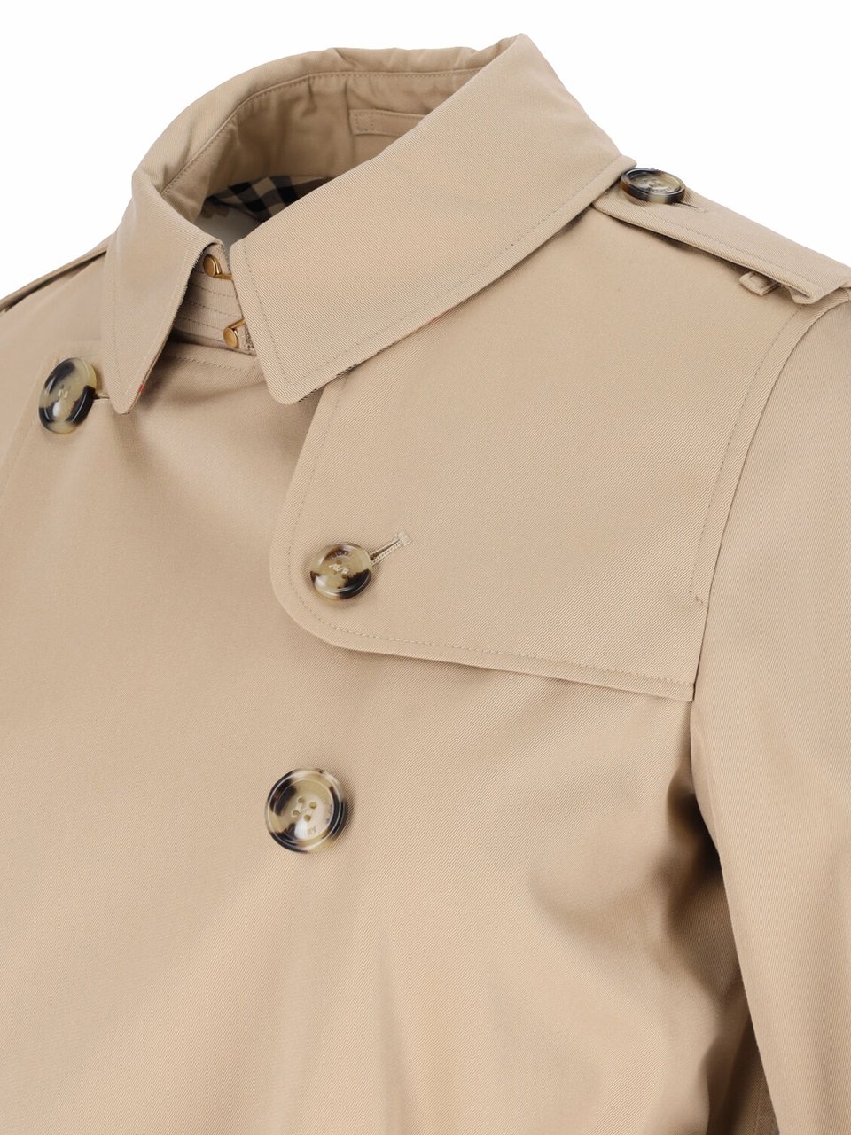 Burberry Heritage Kensington Cotton Double-Breasted Trench Coat Neutraal