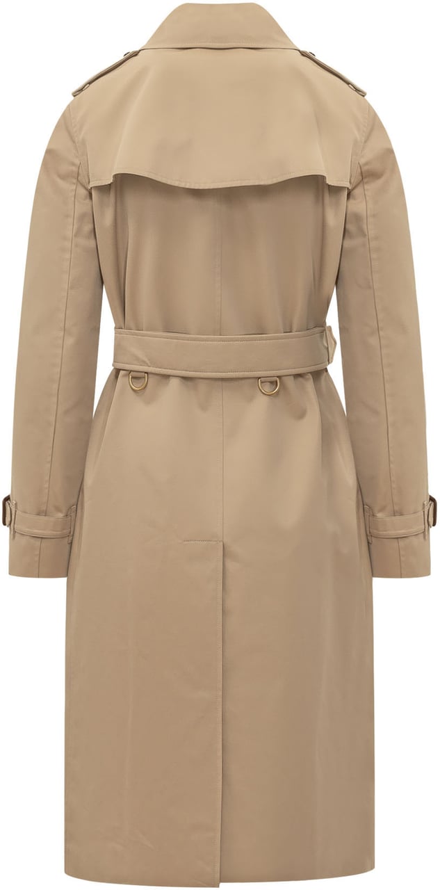 Burberry Kensington Trench Lungo con Cintura Beige