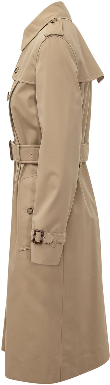 Burberry Kensington Trench Lungo con Cintura Beige