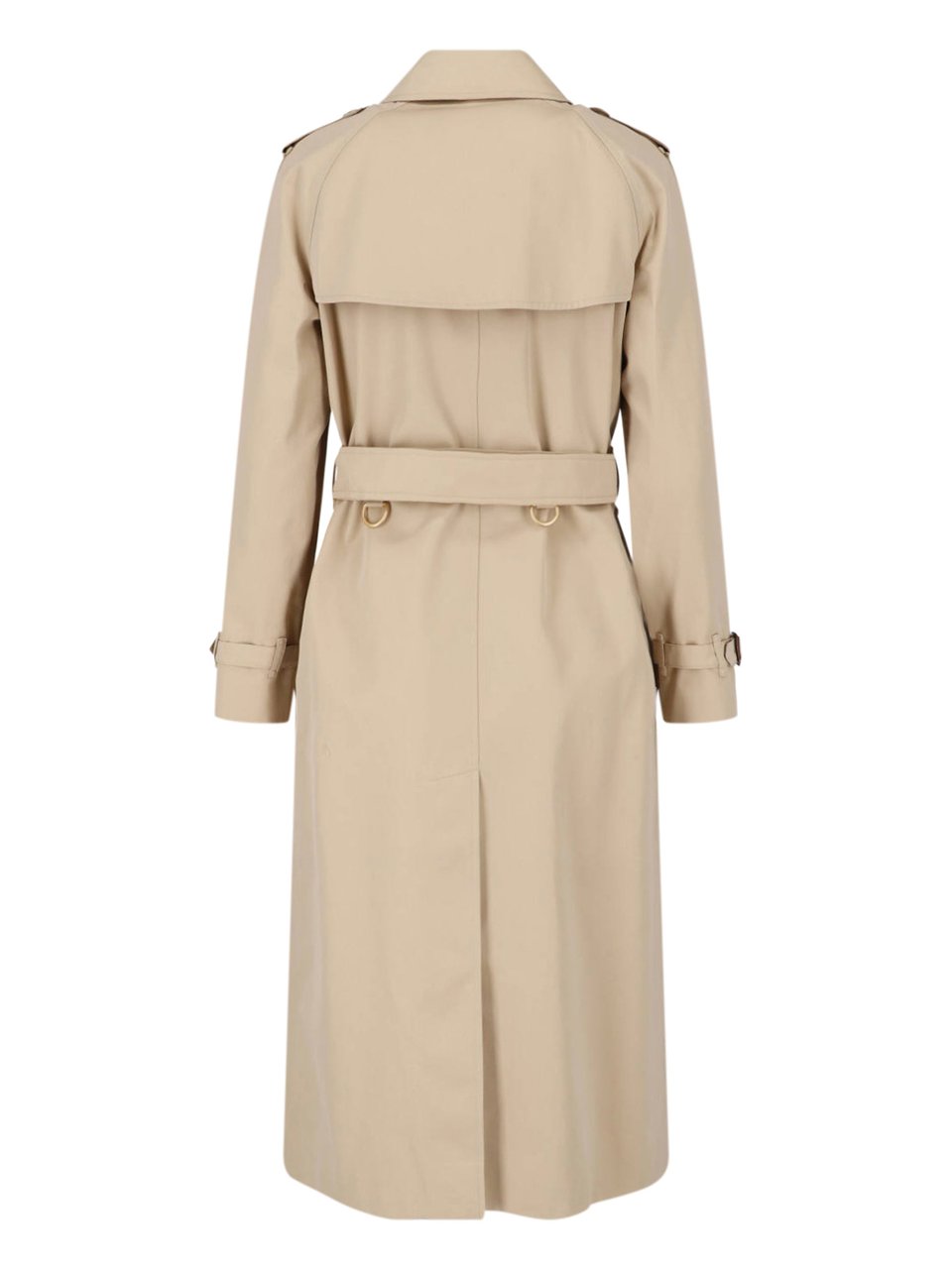 Burberry Beige Cotton Gabardine Double-Breasted Trench Coat with Waist Belt Neutraal