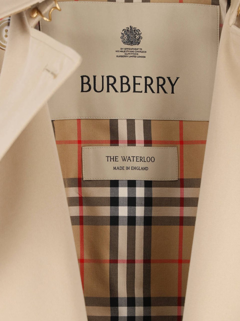 Burberry Beige Cotton Gabardine Double-Breasted Trench Coat with Waist Belt Neutraal