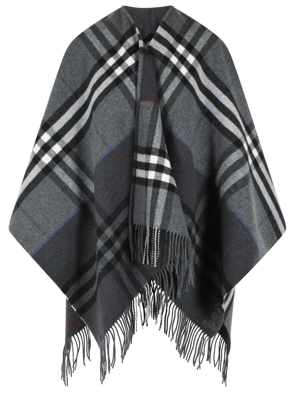 Burberry 'Check' Grey Cashmere Cape Grijs