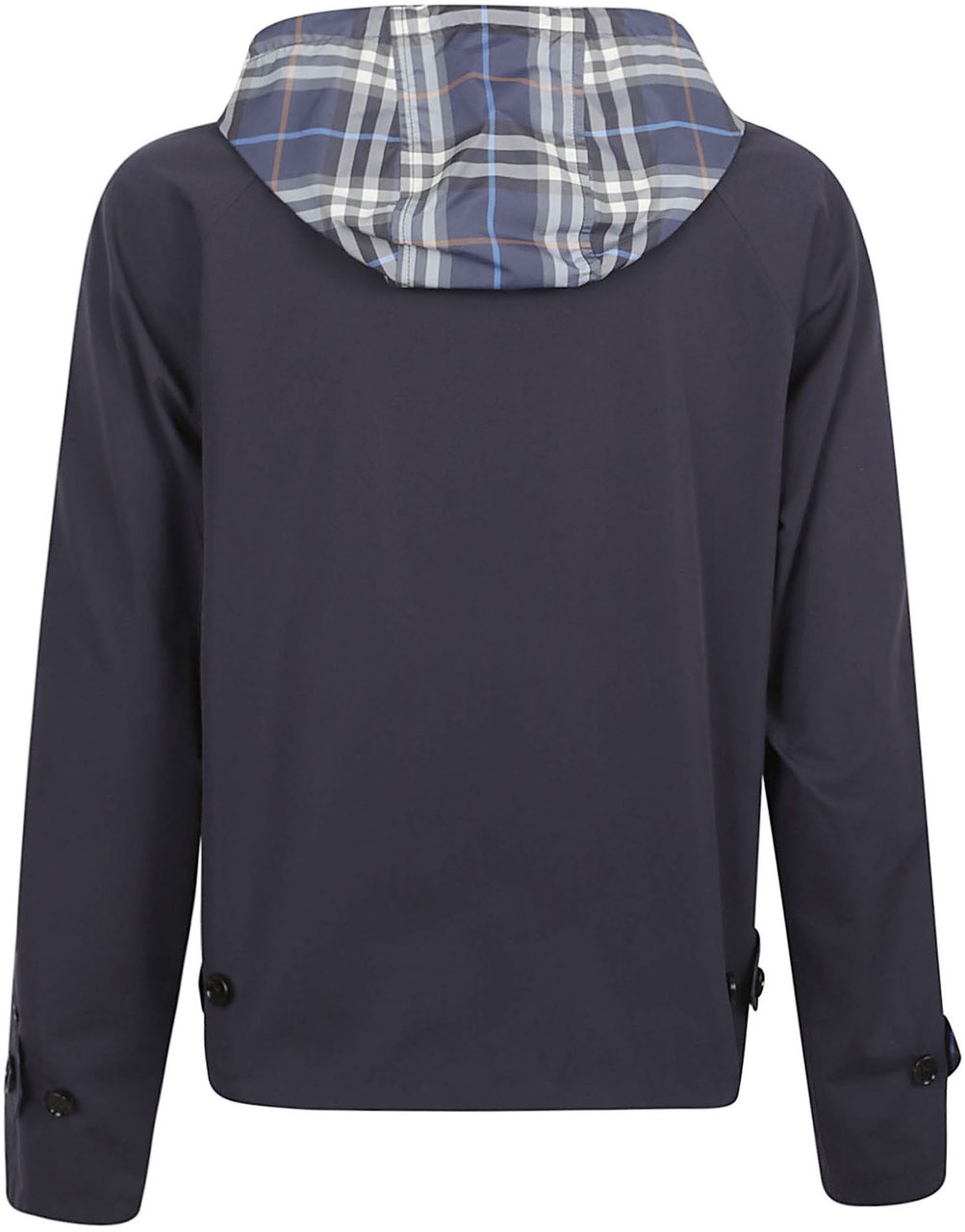 Burberry Blue Reversible Check Cotton Bomber Jacket Zwart