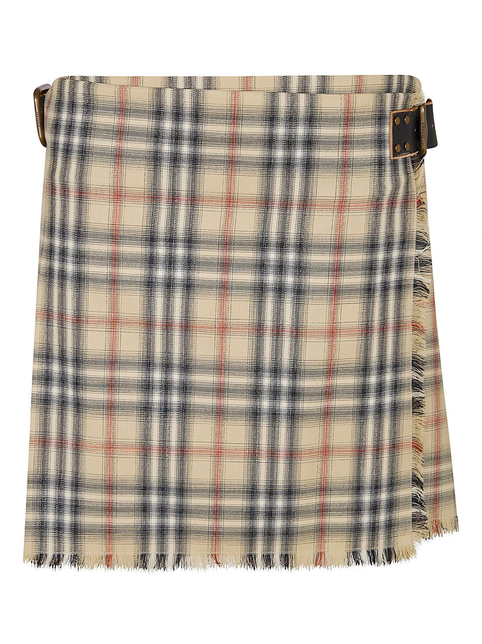 Burberry Scottish Wool Twill Mini Kilt with Burberry Check Pattern Neutraal