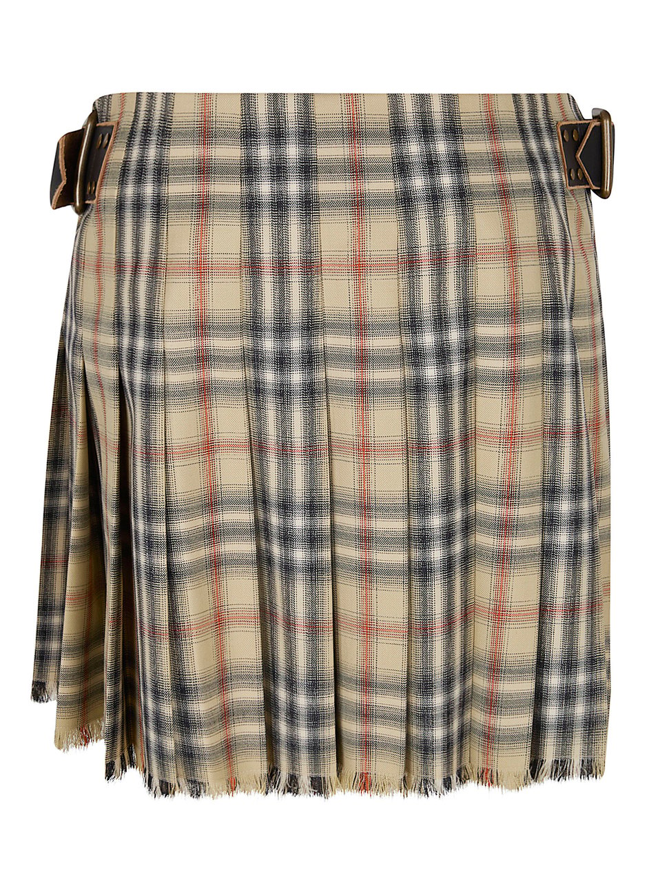 Burberry Scottish Wool Twill Mini Kilt with Burberry Check Pattern Neutraal