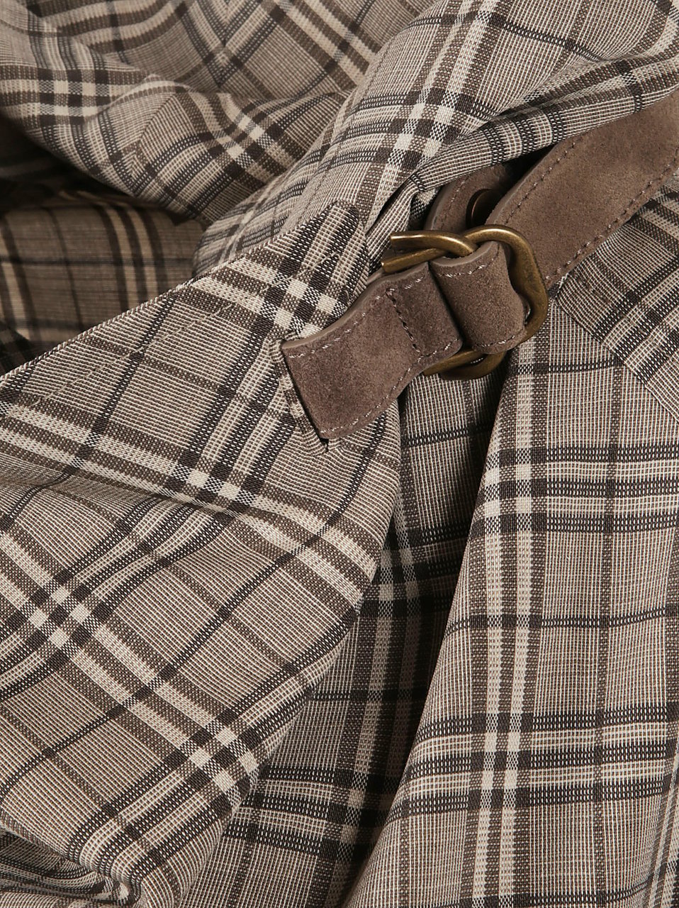 Burberry Wool Check Dress with Shawl Collar Grijs