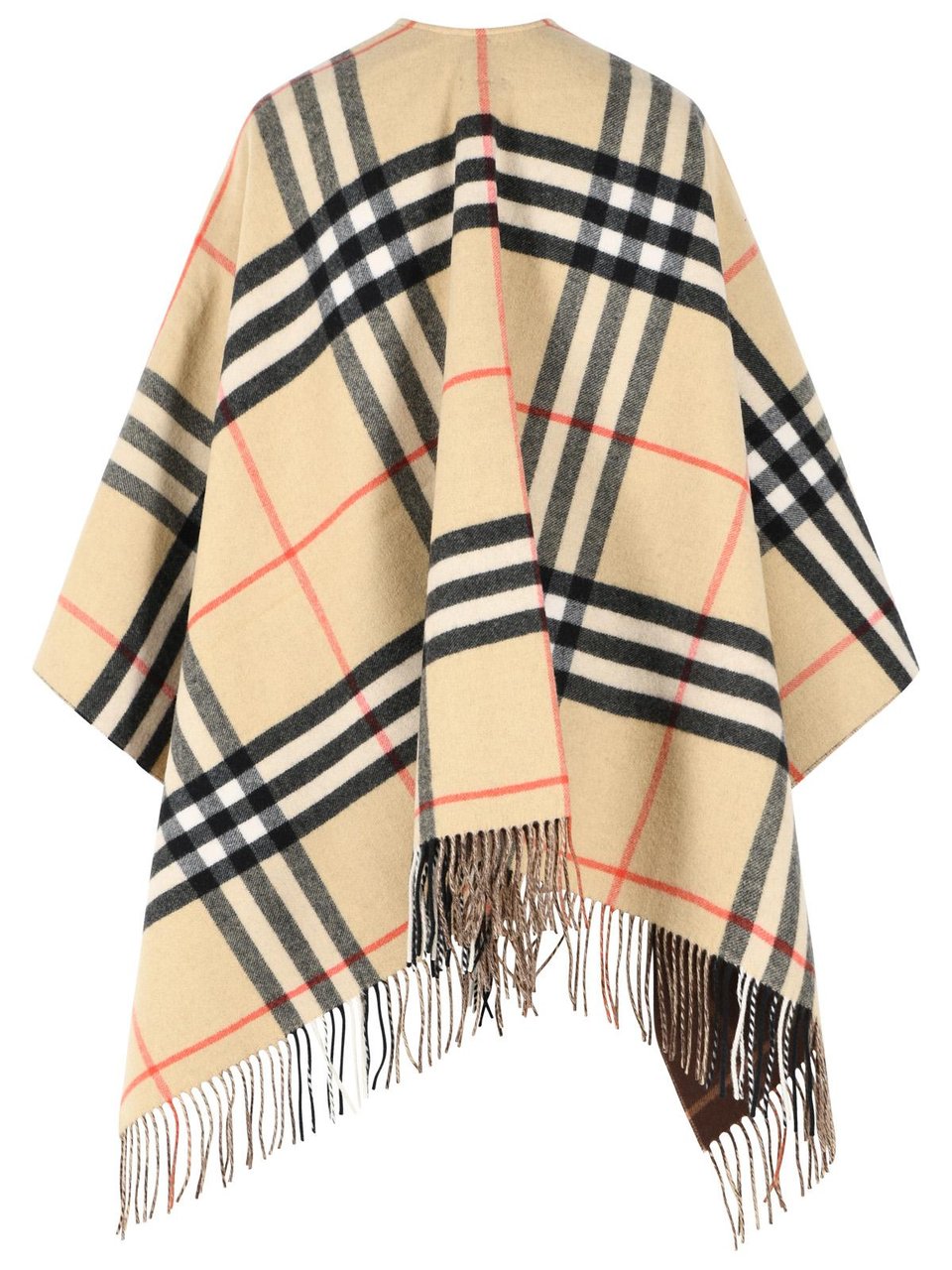 Burberry 'Check' Beige Cashmere Cape Neutraal