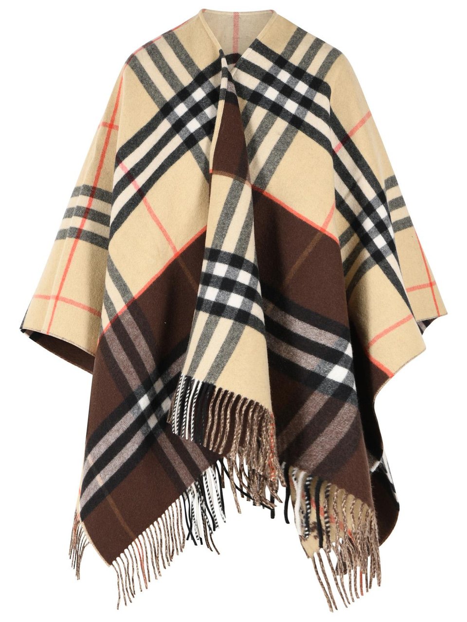 Burberry 'Check' Beige Cashmere Cape Neutraal