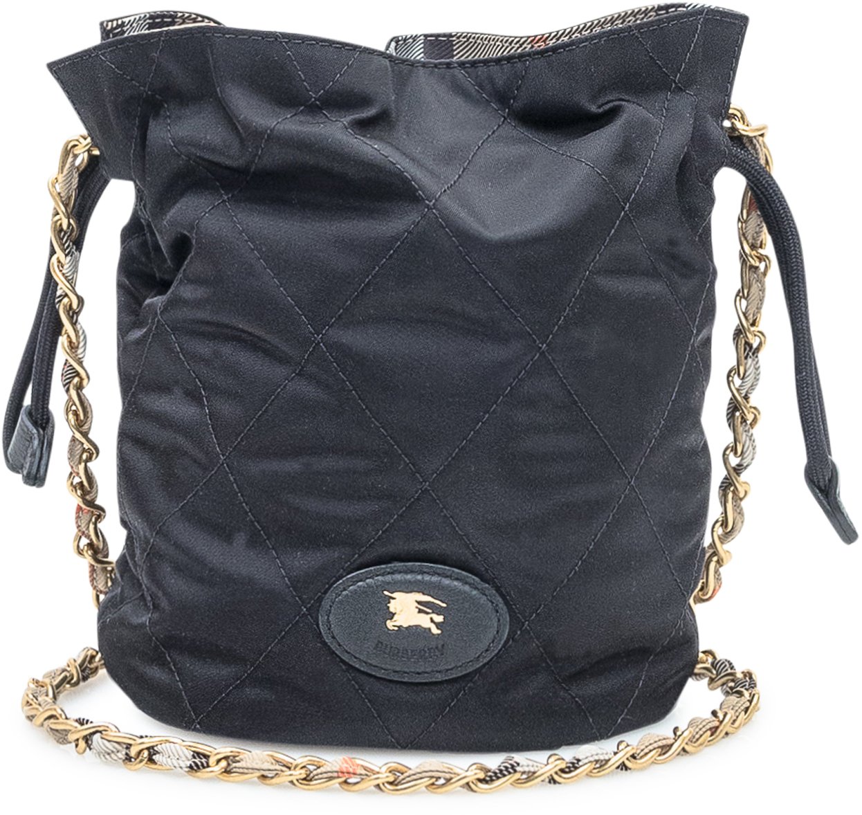 Burberry Borsa Burberry a Secchiello Trapuntata Nera Zwart