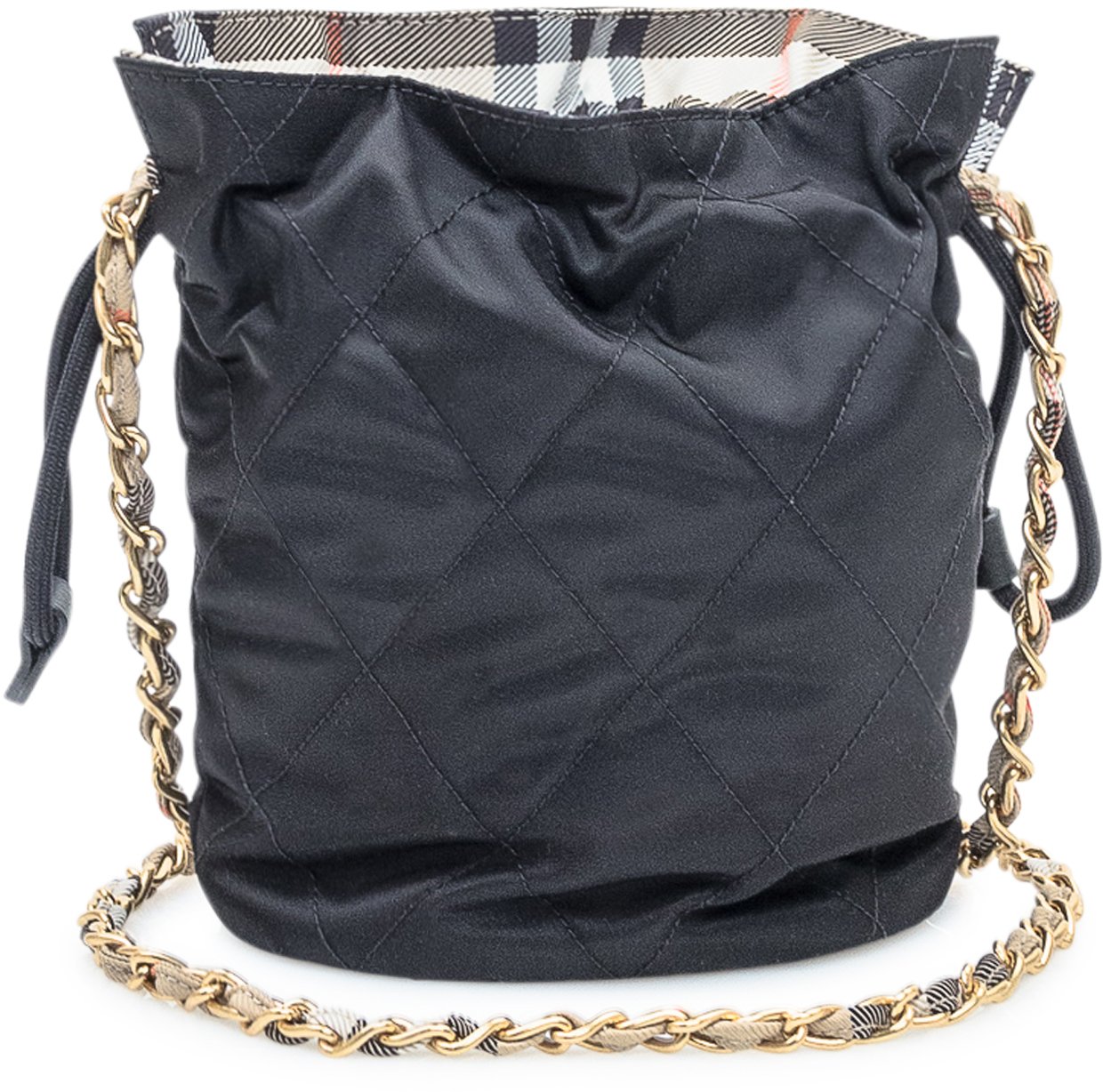 Burberry Borsa Burberry a Secchiello Trapuntata Nera Zwart