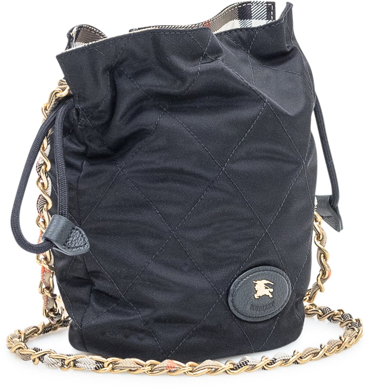 Burberry Borsa Burberry a Secchiello Trapuntata Nera Zwart