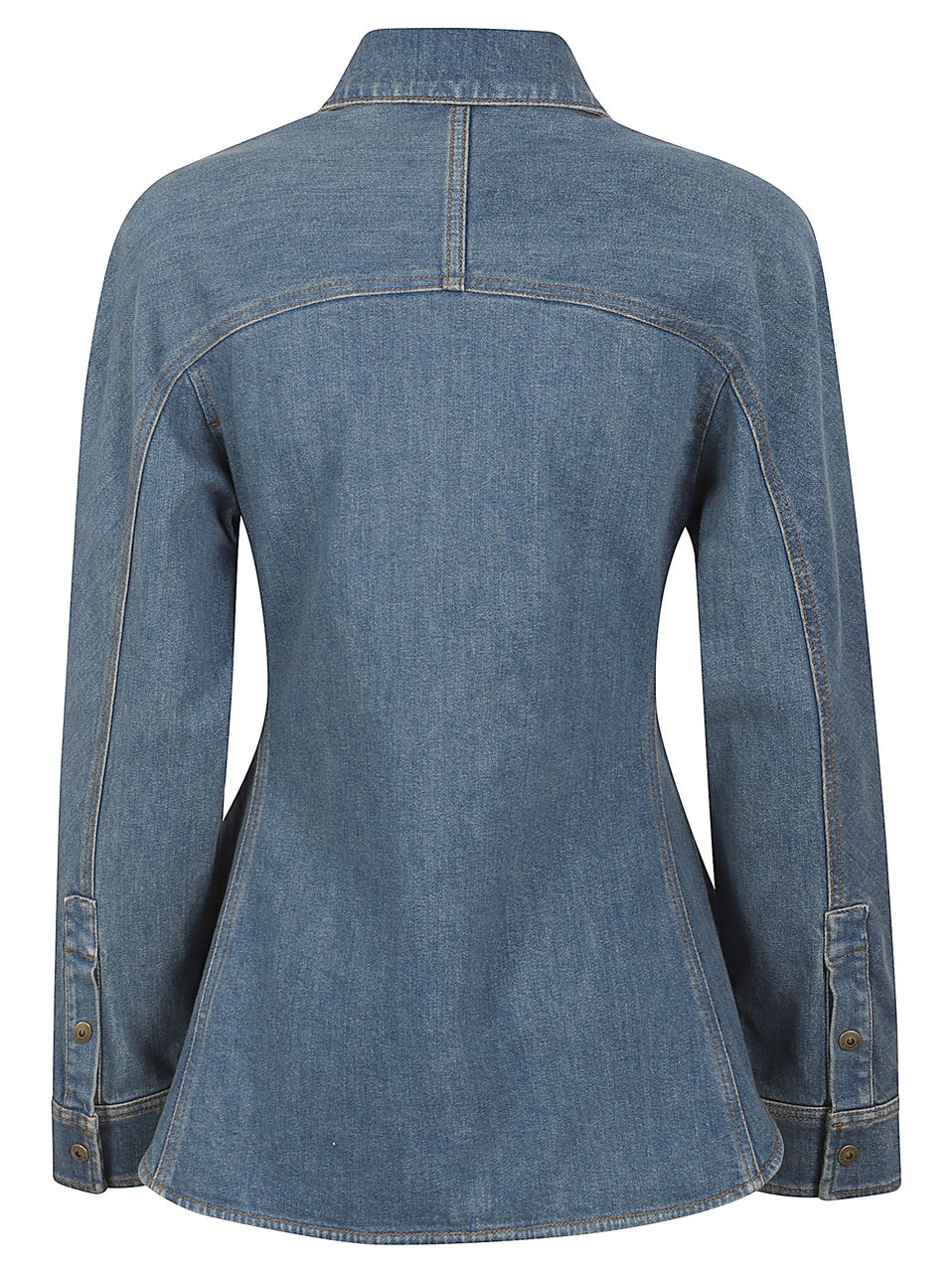Burberry Fitted Denim Top with Peplum Hem Blauw