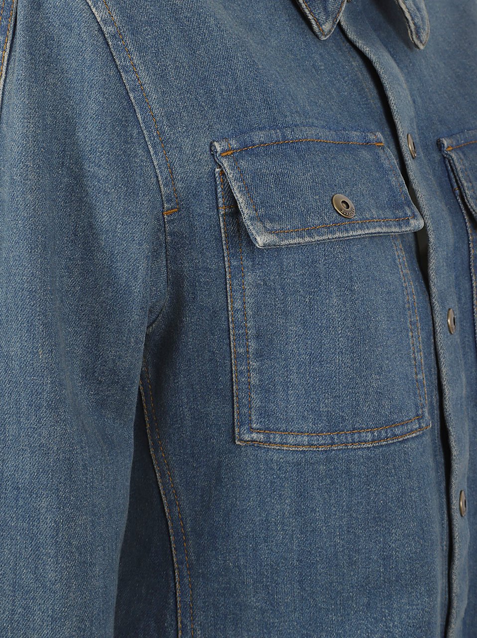 Burberry Fitted Denim Top with Peplum Hem Blauw