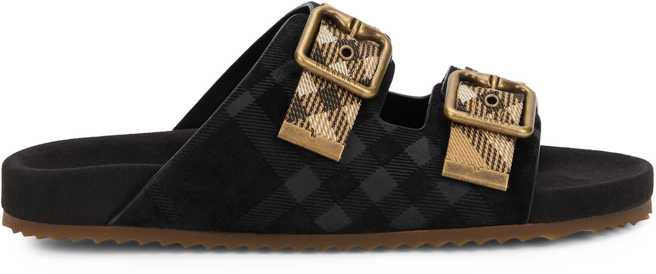 Burberry Slippers with buckles Zwart