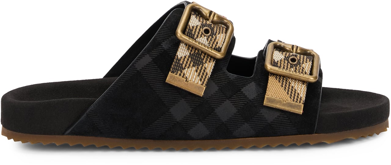 Burberry Slippers with buckles Zwart