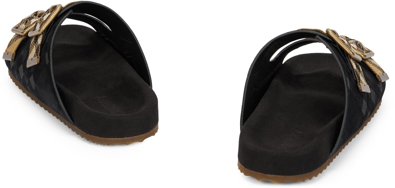 Burberry Slippers with buckles Zwart