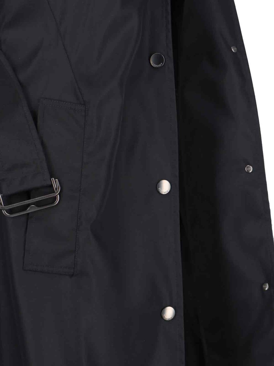 Burberry Long Car Coat With Black Nylon Hood Zwart