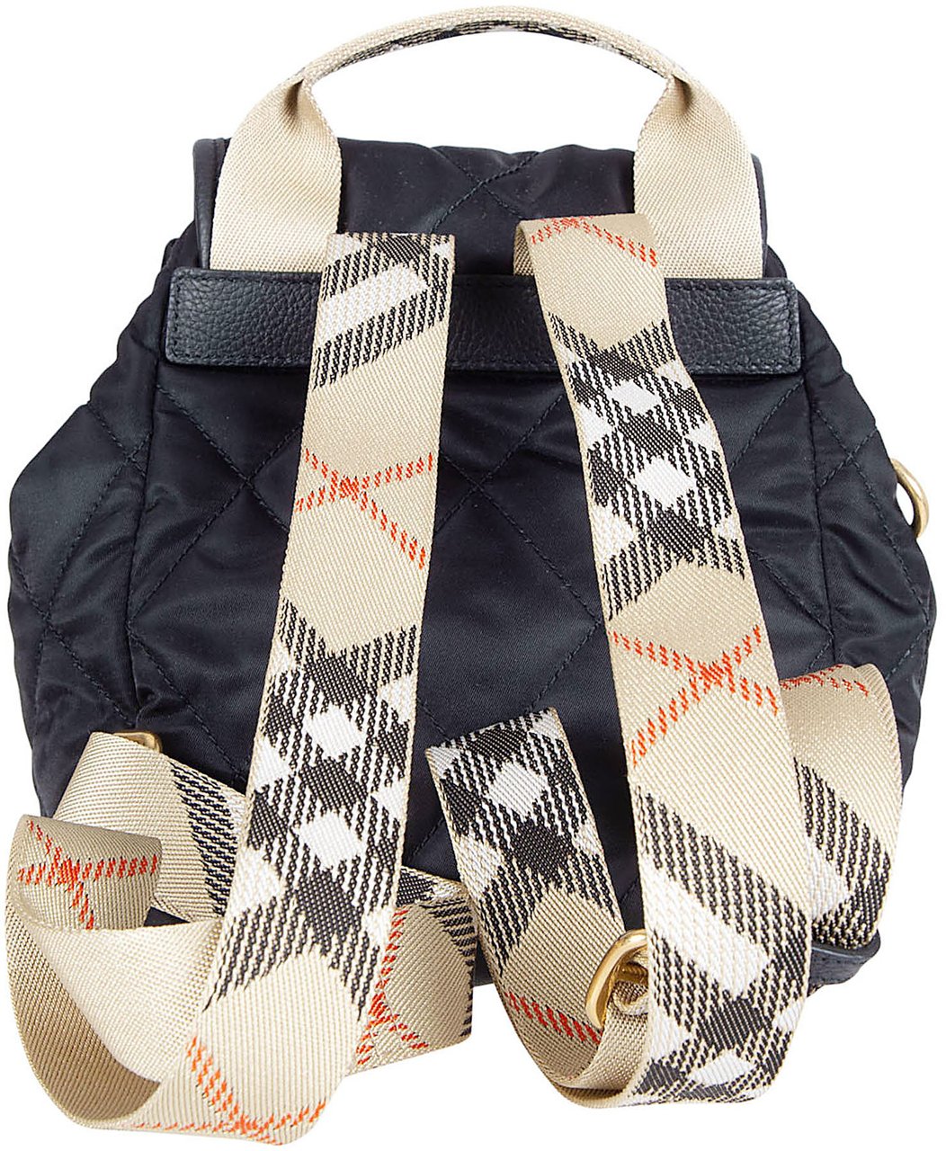 Burberry Quilted Black Nylon Backpack with Equestrian Emblem Zwart