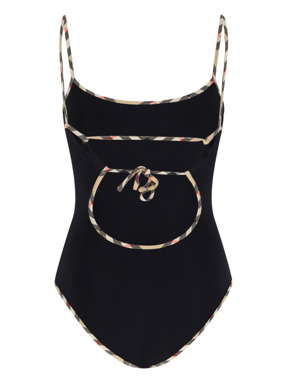 Burberry "Check" One-Piece Swimsuit In Black Stretch Fabric Zwart