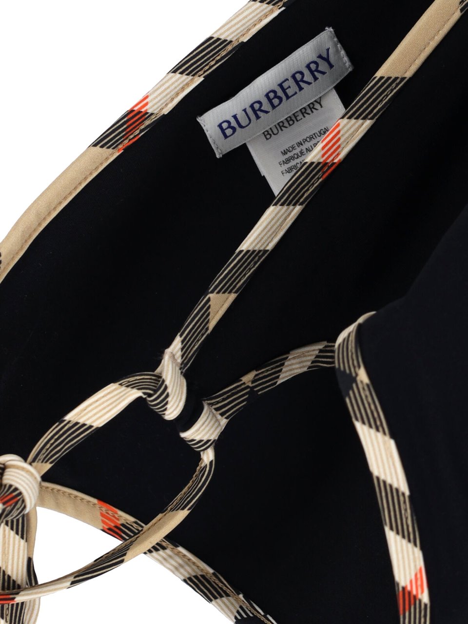 Burberry "Check" Swimsuit Briefs In Black Stretch Fabric Zwart