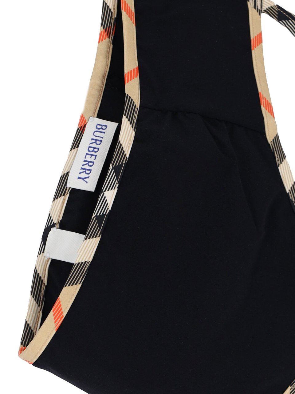 Burberry "Check" Swimsuit Top In Black Stretch Fabric Zwart