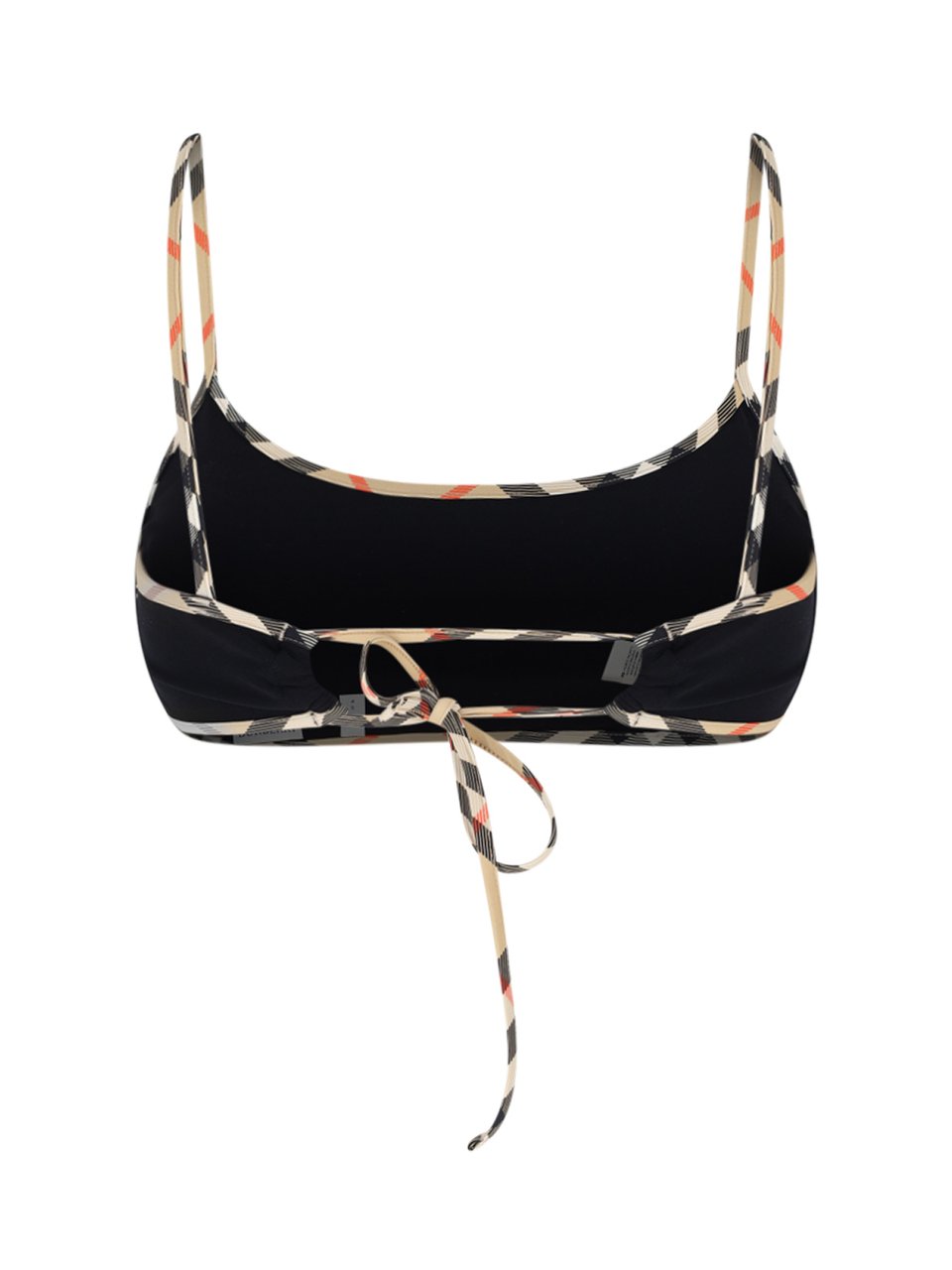Burberry "Check" Swimsuit Top In Black Stretch Fabric Zwart