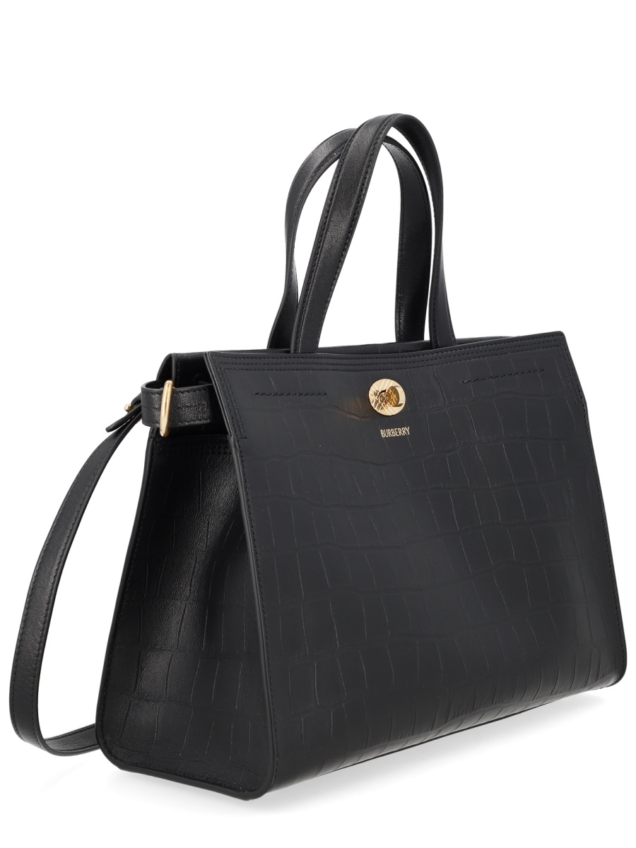 Burberry Neutrals Cotswolds Crocodile Embossed Tote Bag Zwart